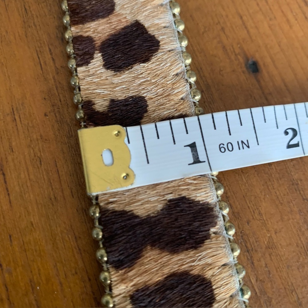 B.B. Simon Leopard Print Haircalf Belt with Gold Hardware - Picture 5 of 11